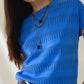 Sweatshirt In Blue With Lace Design and Short sleeves