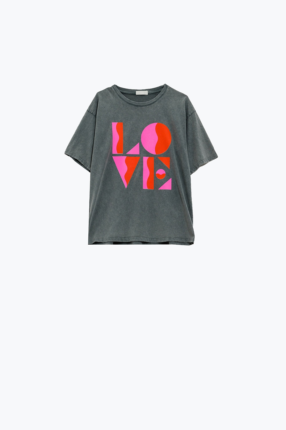 T-shirt with LOVE art deco digital print in Grey