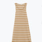 Q2 Tank maxi Dress With Scoop Neck In beige With White Stripes