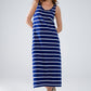 Q2 Tank maxi Dress With Scoop Neck In Navy With White Stripes