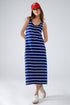 Q2 Tank maxi Dress With Scoop Neck In Navy With White Stripes