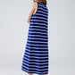 Tank maxi Dress With Scoop Neck In Navy With White Stripes