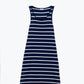 Tank maxi Dress With Scoop Neck In Navy With White Stripes