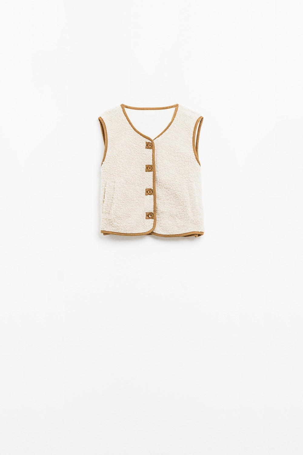 Q2 teddy vest in beige color