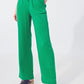 Q2 Textured Loose Fit Pants in Green