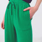 Textured Loose Fit Pants in Green