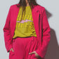 Q2 Textured Oversized Blazer in Pink