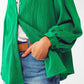 Textured Shirt With Balloon Sleeves in Green