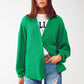 Textured Shirt With Balloon Sleeves in Green