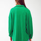 Textured Shirt With Balloon Sleeves in Green