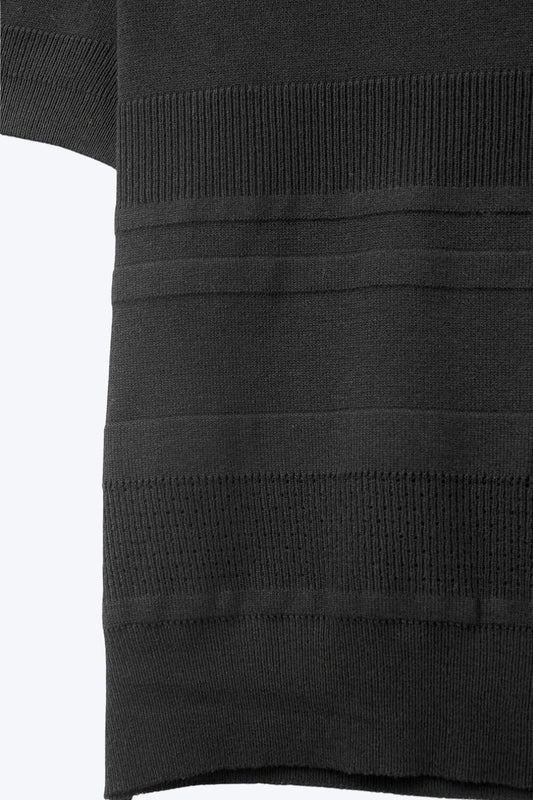 Textured Stripe Knit Sweater in Black