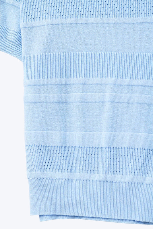Textured Stripe Knit Sweater in Blue
