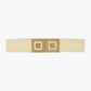 Q2 Thick beige woven belt with square buckle with gold details