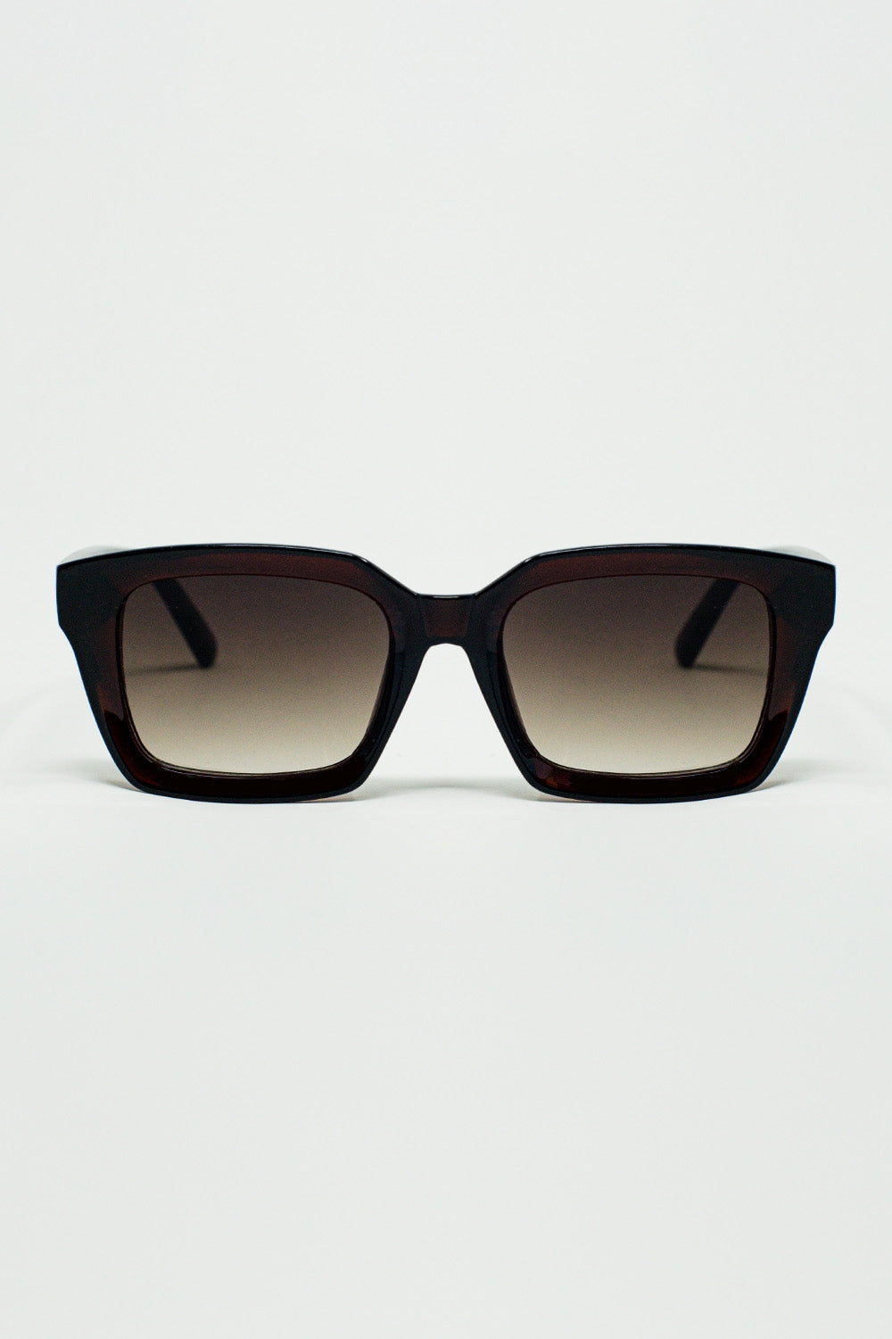 Q2 Thick Square Frame Sunglasses Chunky Retro in Bordeaux