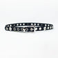 Thin Black leather belt with silver details