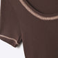 thin knitted sweater In brown With Silver Seam at Round Neck