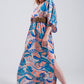 Q2 Tie back maxi dress in blue