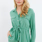 Q2 Tie waist long sleeve shirt in green