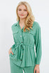 Q2 Tie waist long sleeve shirt in green