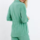 Tie waist long sleeve shirt in green