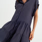 Tiered hem shirt dress in grey