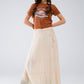 Tiered Maxi Skirt In Beige Wtih Elastic Waist And Shell Details