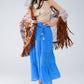 Tiered Maxi Skirt In Blue With Elastic Waist And Shell Details