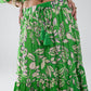 Tiered Maxi Skirt In Green Floral Print