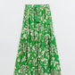 Tiered Maxi Skirt In Green Floral Print