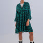 Q2 Tiered smock mini dress in green animal print