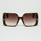 Q2 tiger print square sunglasses with gold detail on the side