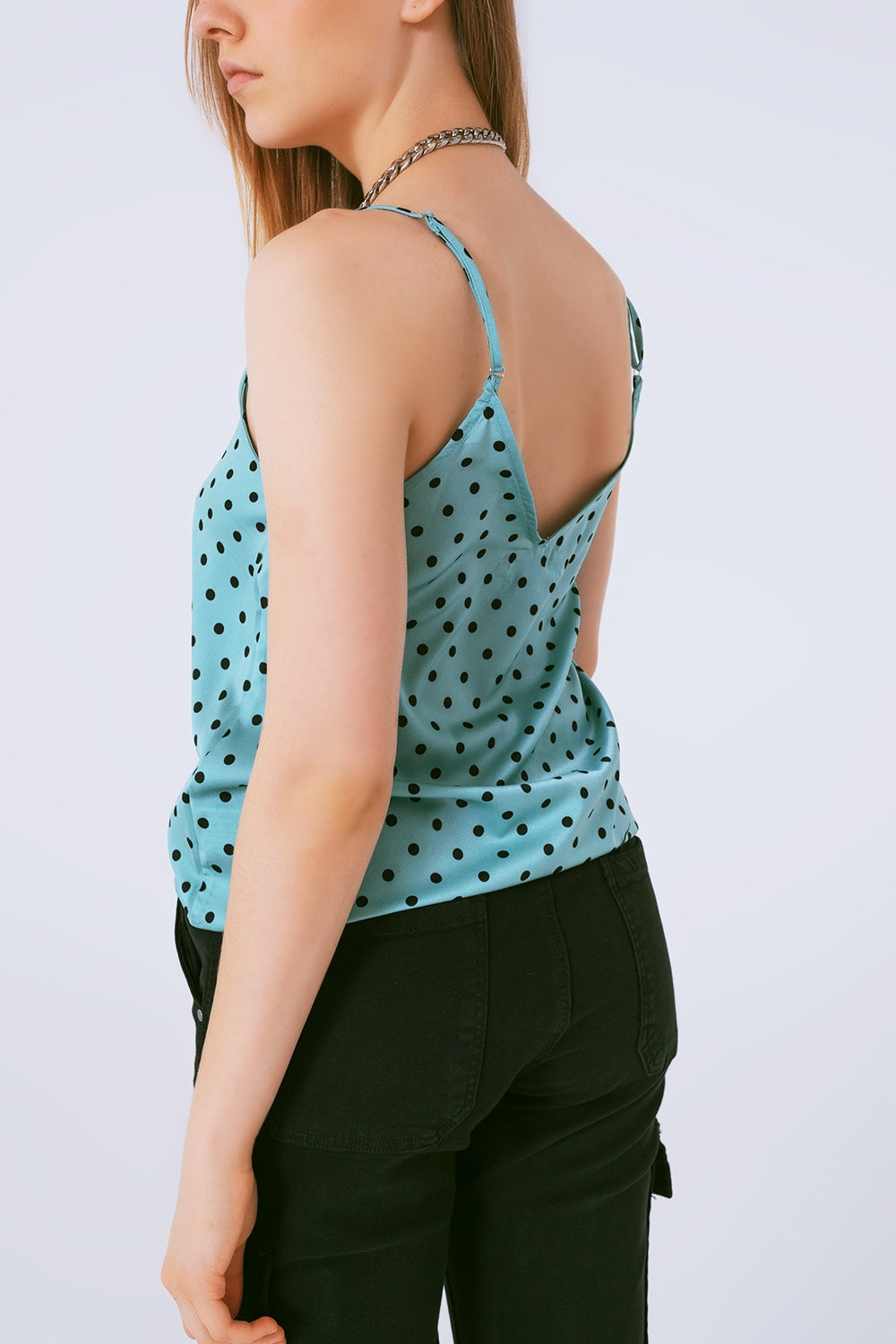 Top in polka dot green