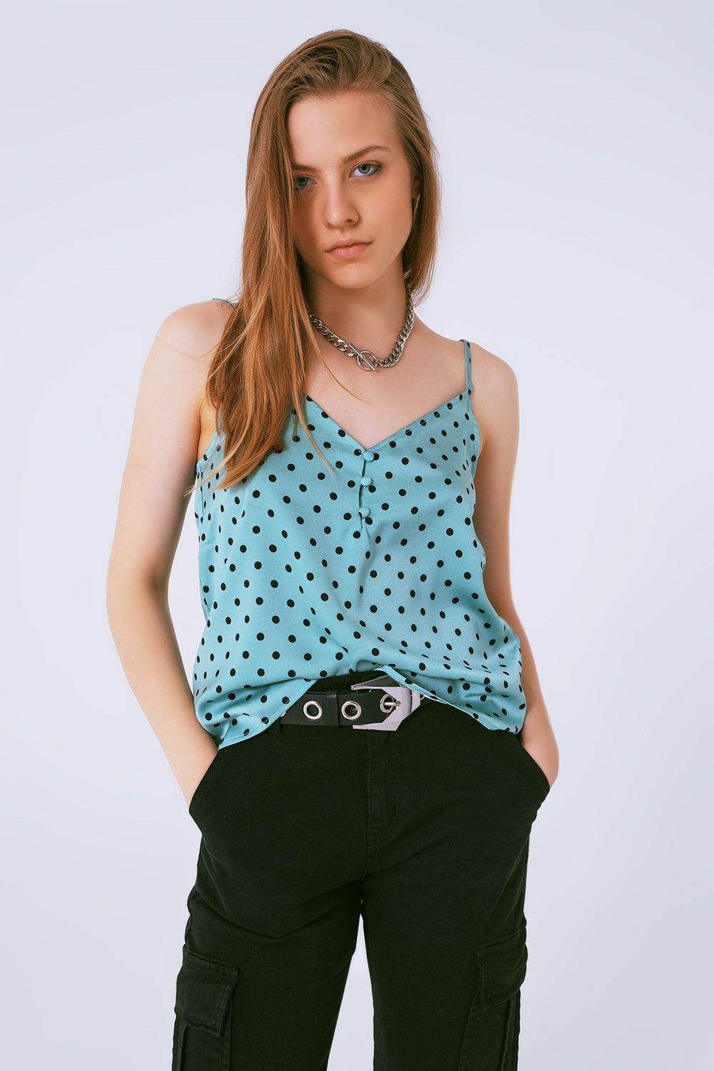 Top in polka dot green