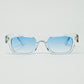 Q2 Translucent White Sunglasses with Oval Light Blue Lenses