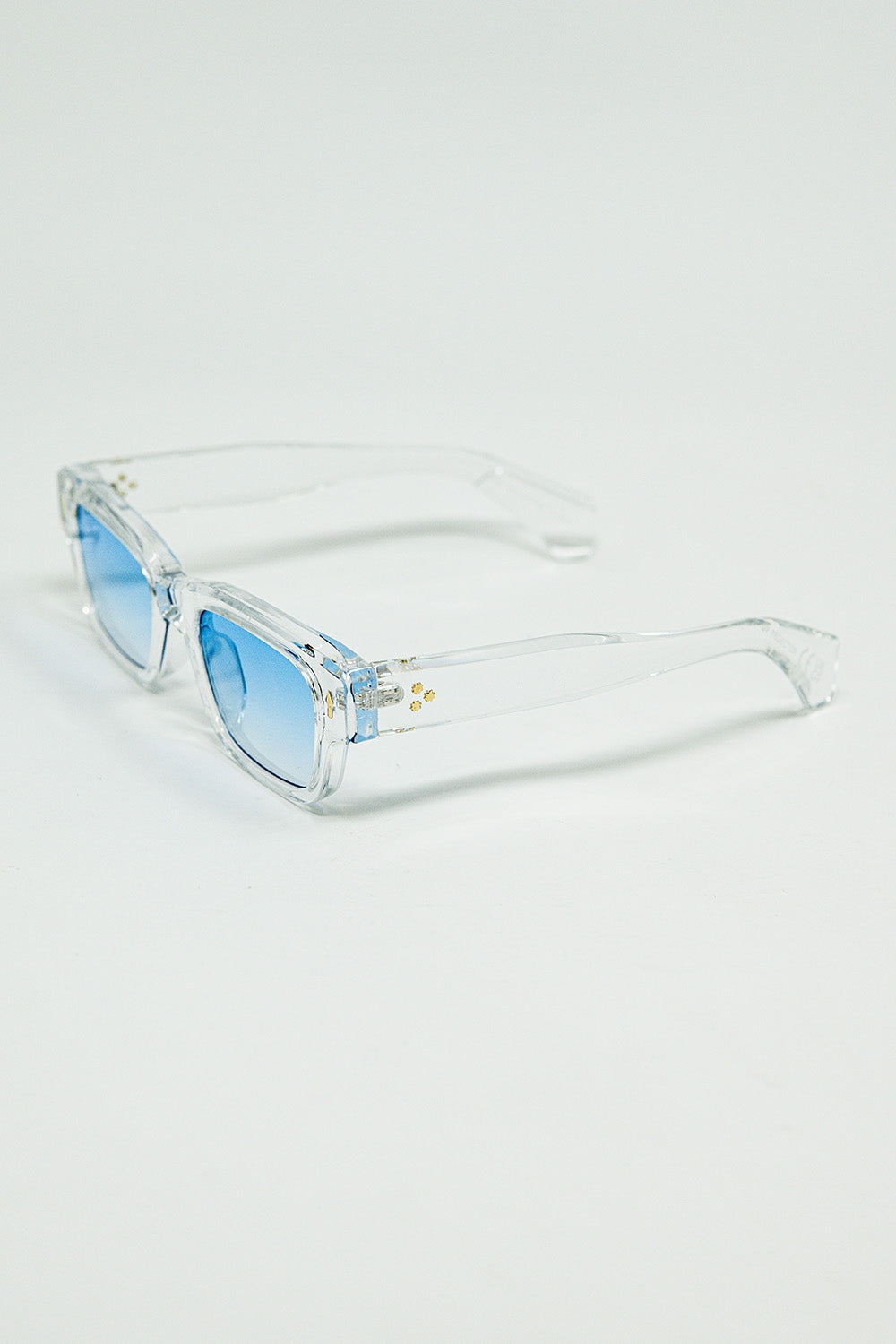 Translucent White Sunglasses with Oval Light Blue Lenses