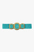 Q2 Turquoise Woven Belt With Rectangular Buckle With Beads