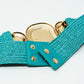 Turquoise Woven Belt With Rectangular Buckle With Beads