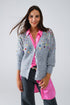 Q2 V-neck Cardigan With Multicolor Embroidered Sequin in Gray