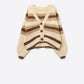 V-neck Chunky Knit Cardigan in striped of Brown and camel
