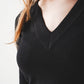 V neck fine knit jumper in black