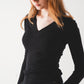 V neck fine knit jumper in black