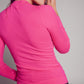 V neck fine knit jumper in fuchsia