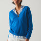 Q2 v neck fine knit sweater in blue