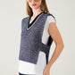 Q2 V-neck knitted vest with open side