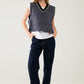 V-neck knitted vest with open side