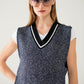 V-neck knitted vest with open side