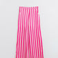 Vertical Striped Straight Leg satin Pants in Pink