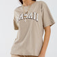 Q2 Washed Effect Hawaii T-Shirt In Beige