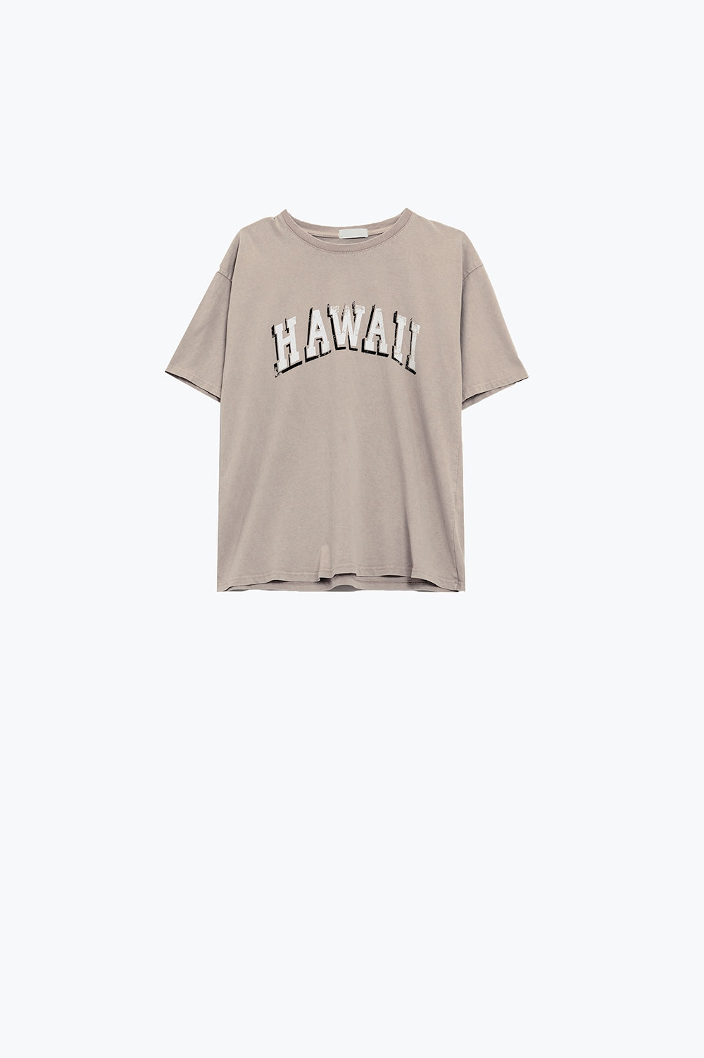 Camiseta hawaiana con efecto lavado en beis