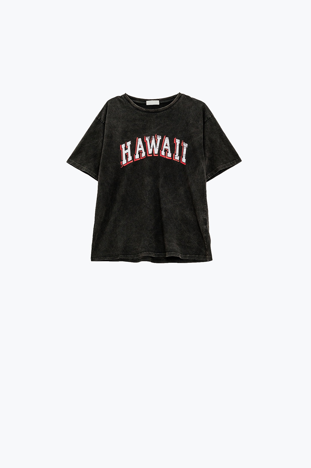 Camiseta Hawaii con efecto lavado en negro